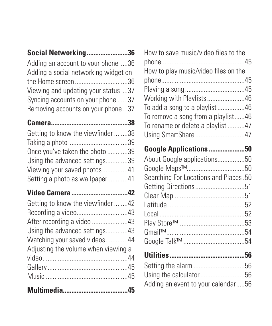 LG LGP930 User Manual | Page 5 / 104