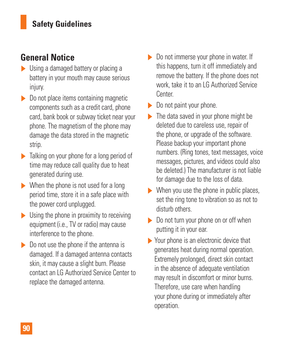 General notice | LG LGP930 User Manual | Page 90 / 104