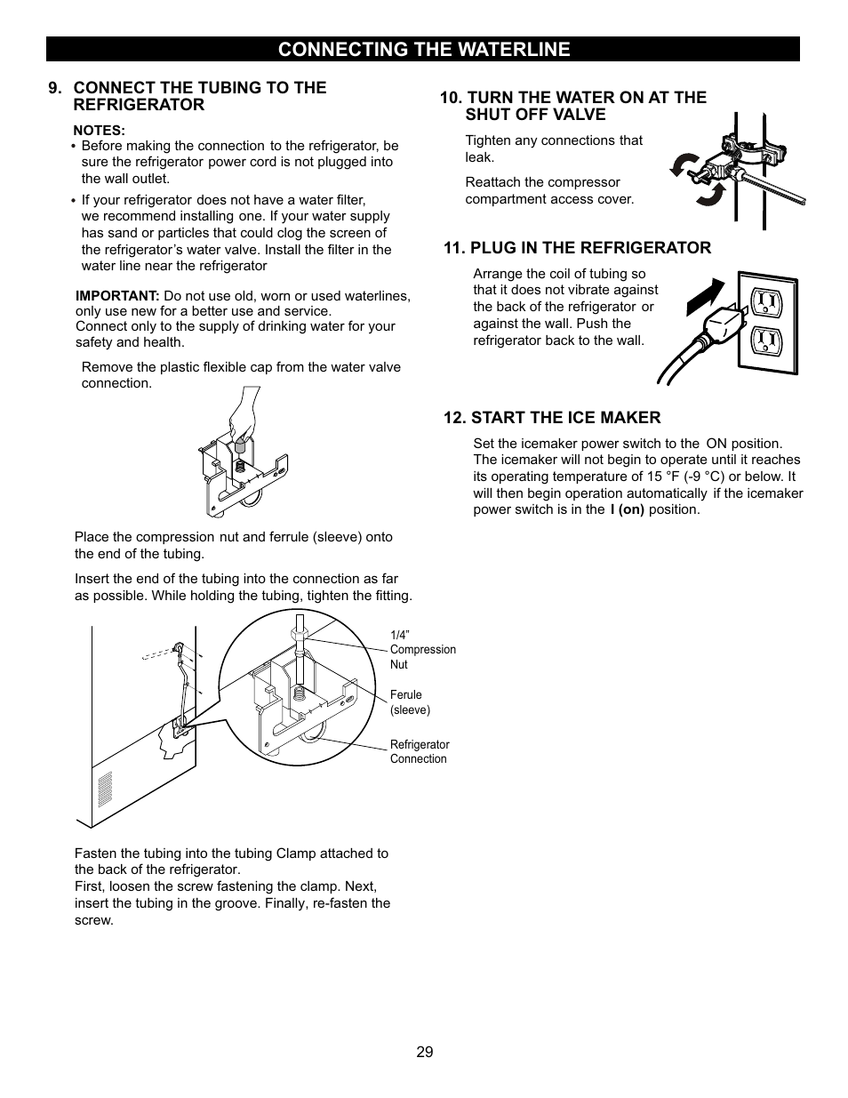 Connecting the waterline | LG LFC23760ST User Manual | Page 28 / 33