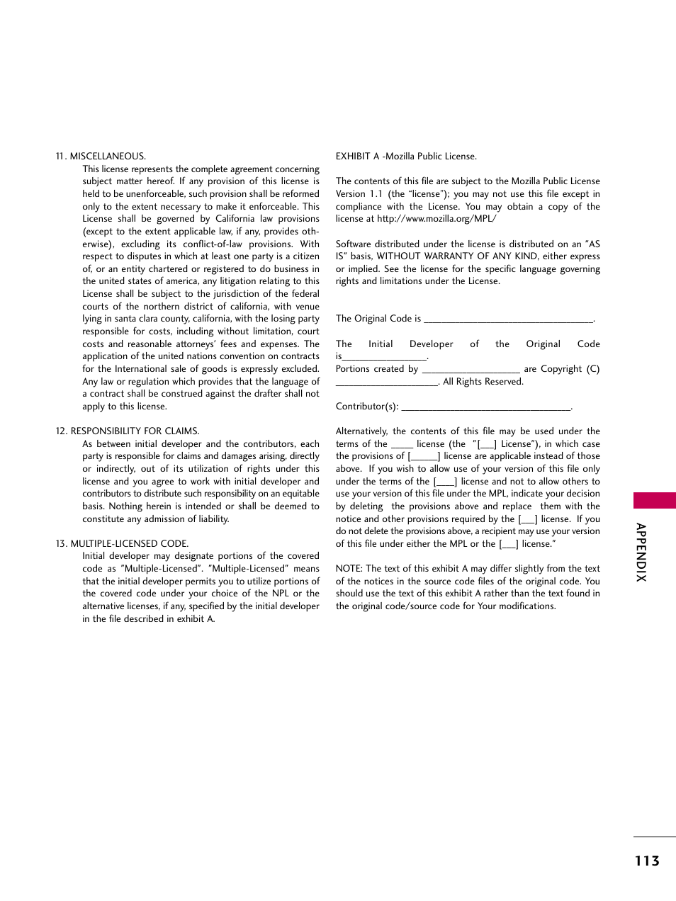 Appendix | LG 26LG30 User Manual | Page 115 / 116