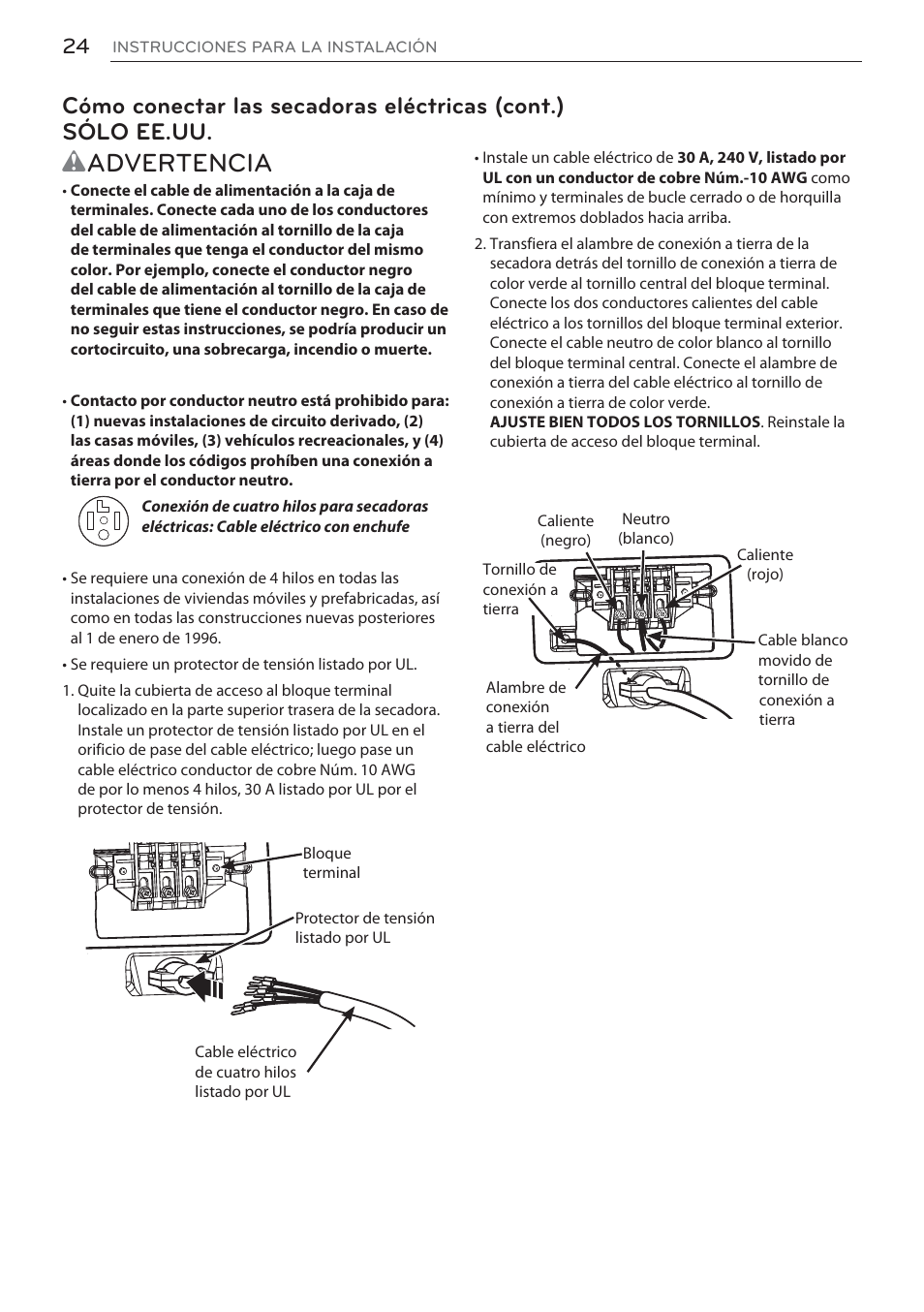 Wadvertencia | LG DLEX3570W User Manual | Page 78 / 116