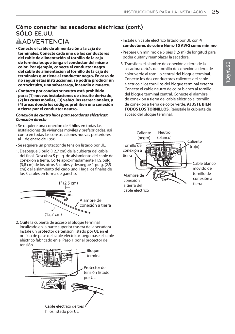 Wadvertencia | LG DLEX3570W User Manual | Page 79 / 116