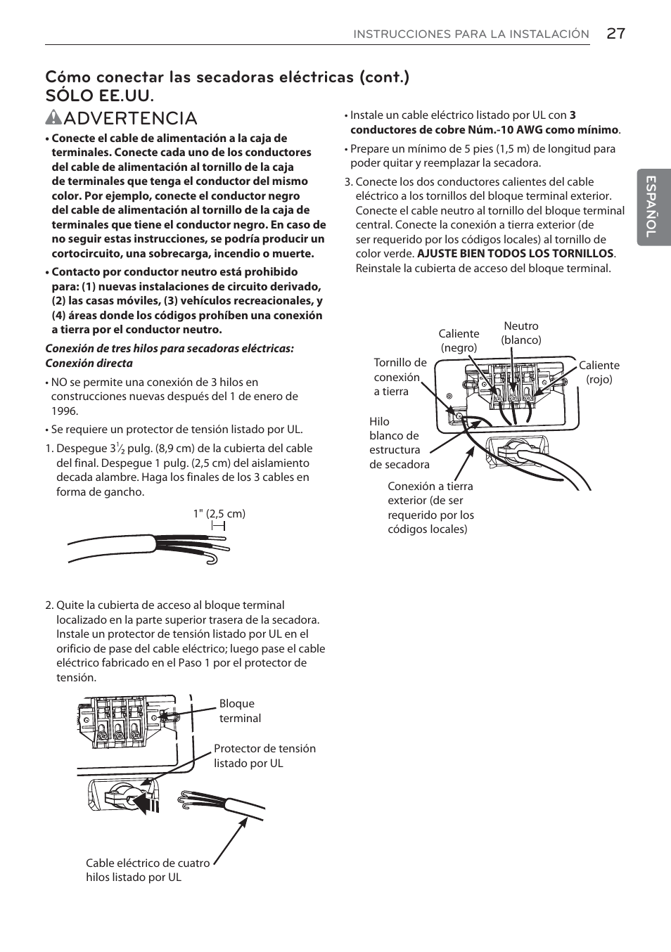 Wadvertencia | LG DLEX3570W User Manual | Page 81 / 116