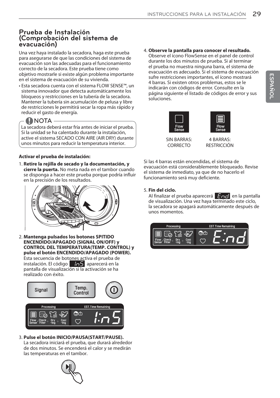 Nota | LG DLEX3570W User Manual | Page 83 / 116