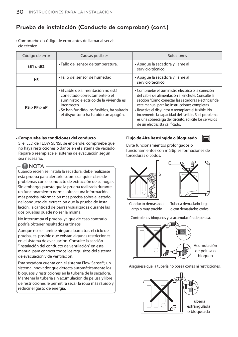 Nota | LG DLEX3570W User Manual | Page 84 / 116