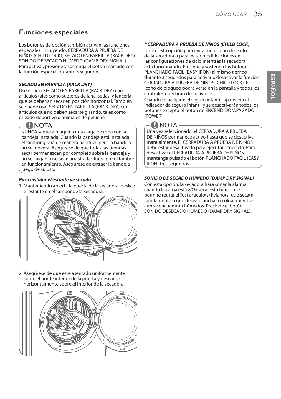 Funciones especiales | LG DLEX3570W User Manual | Page 89 / 116