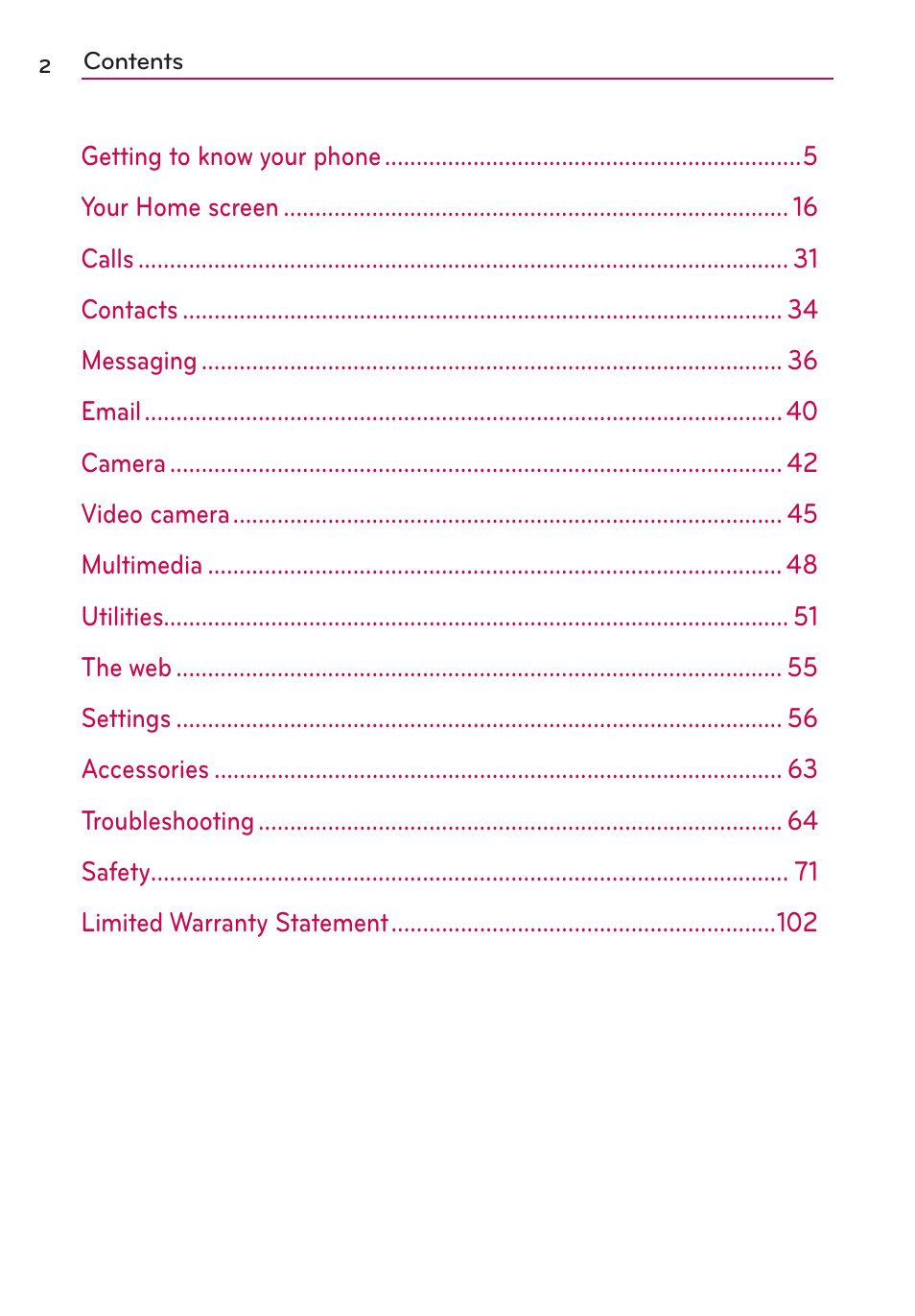 LG LG730 User Manual | Page 2 / 104