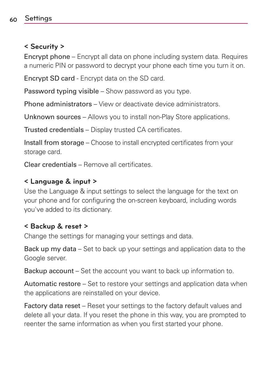 LG LG730 User Manual | Page 60 / 104