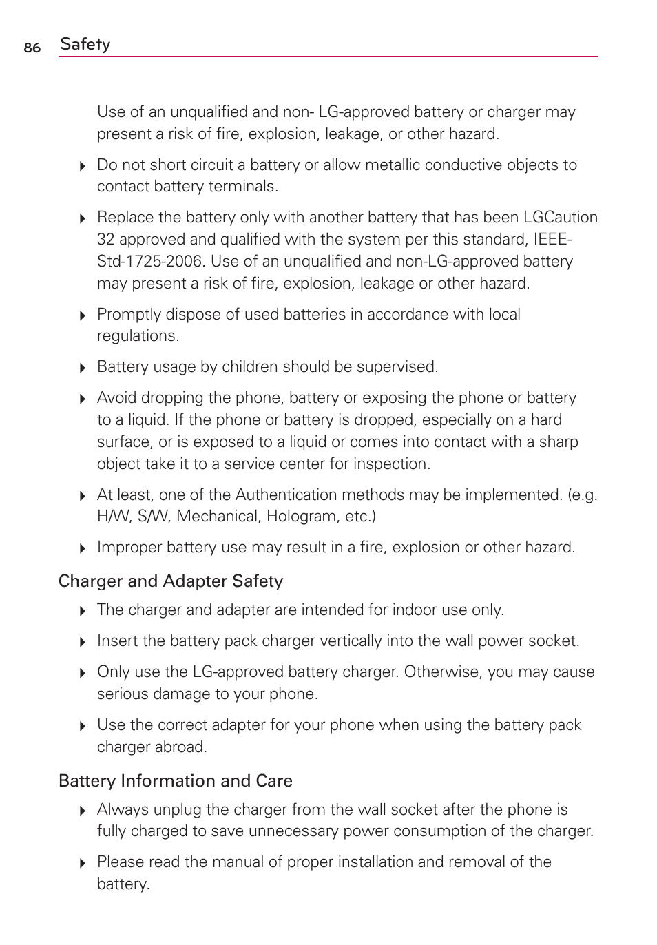 LG LG730 User Manual | Page 86 / 104