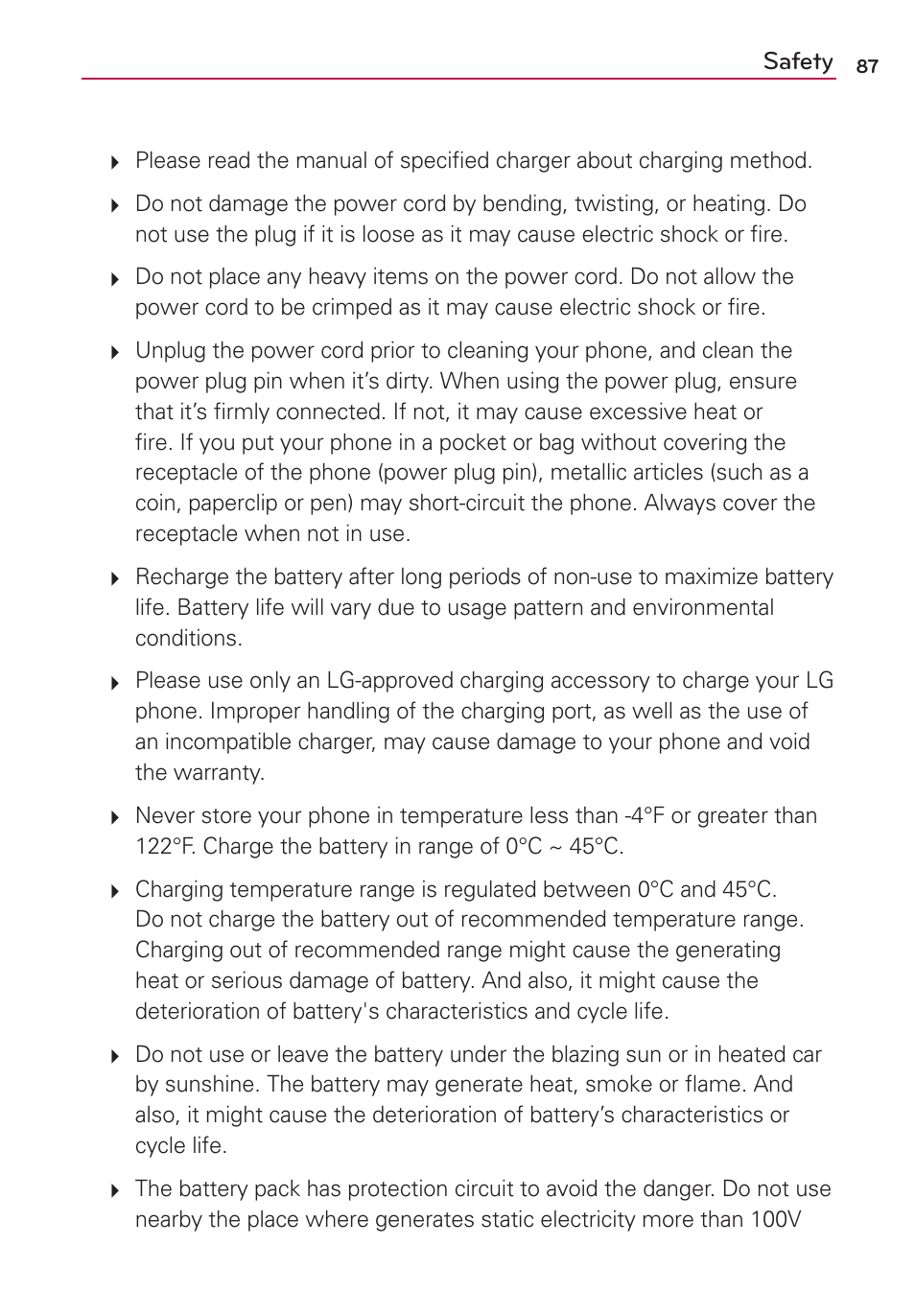 LG LG730 User Manual | Page 87 / 104