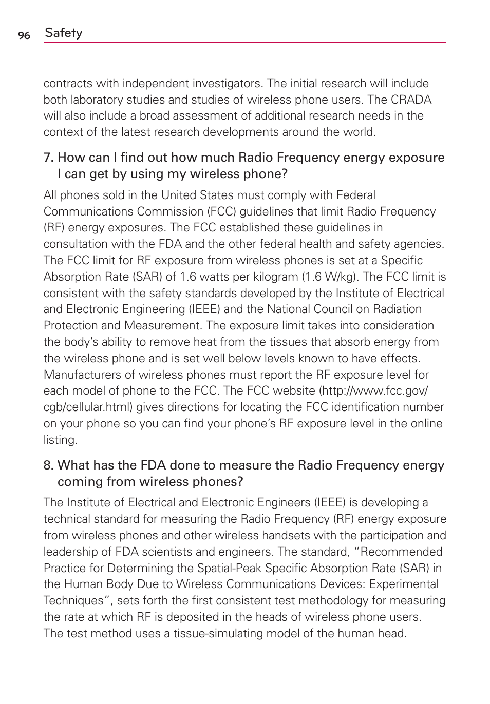 LG LG730 User Manual | Page 96 / 104