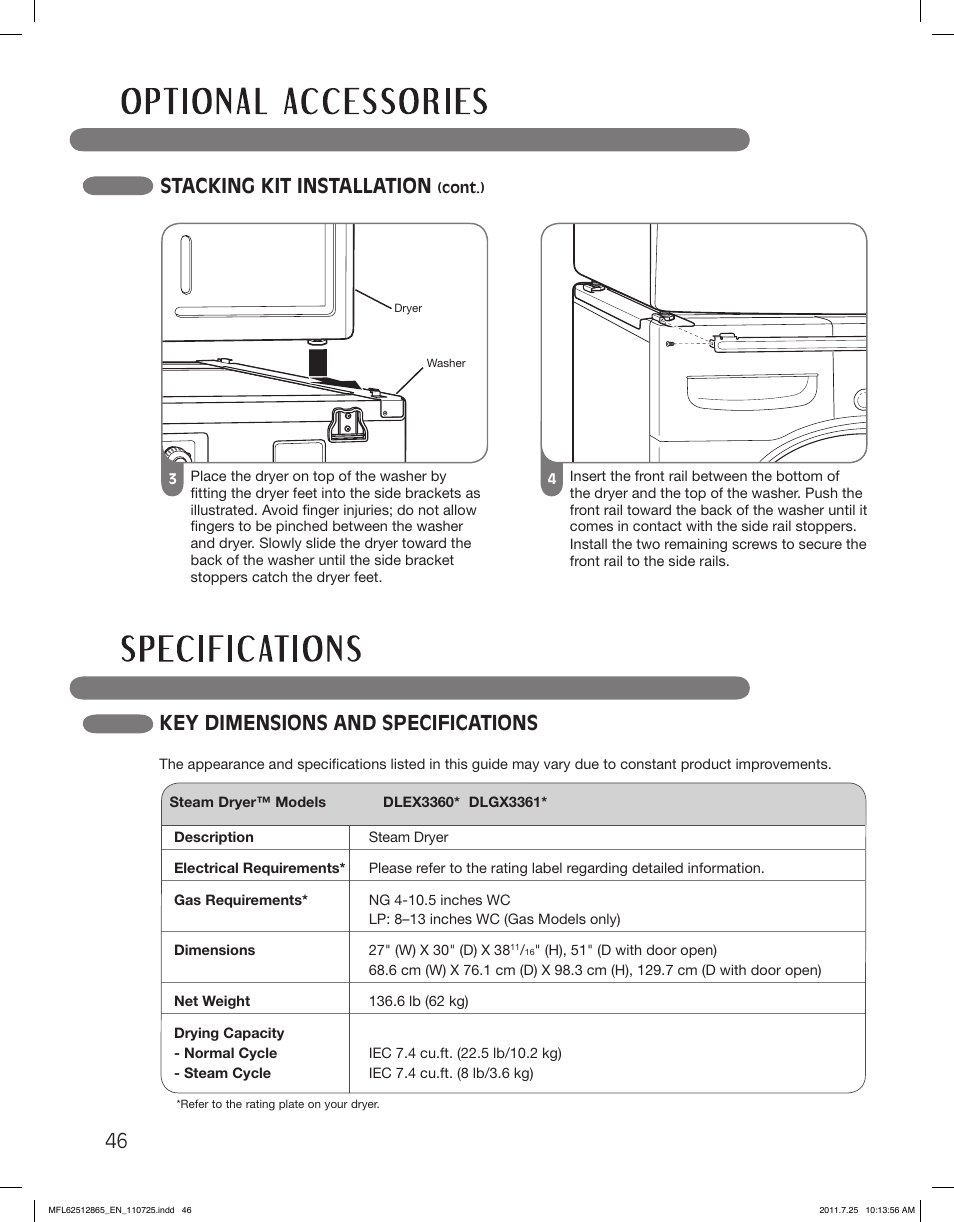 LG DLEX3360V User Manual | Page 46 / 100