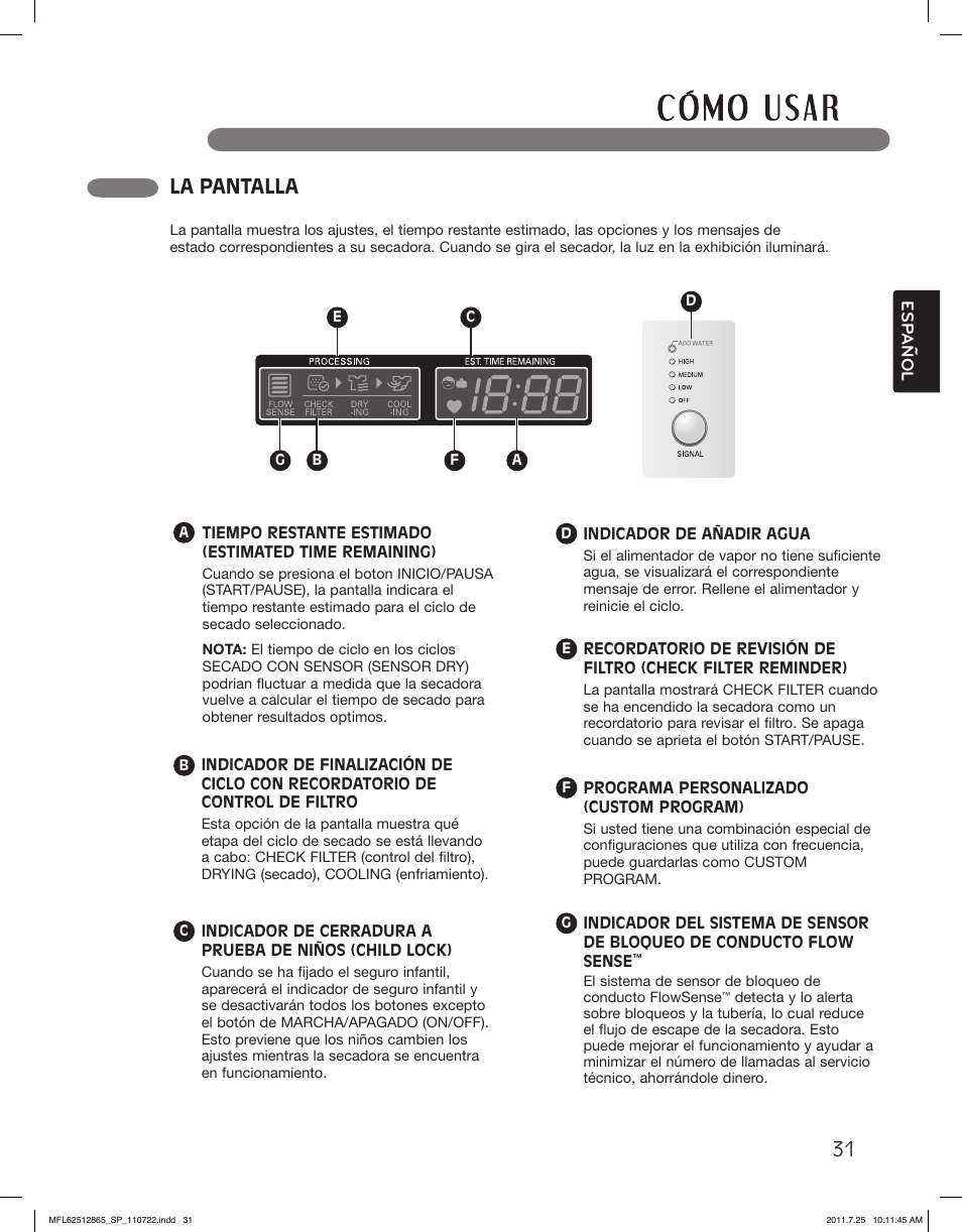 La pantalla | LG DLEX3360V User Manual | Page 79 / 100