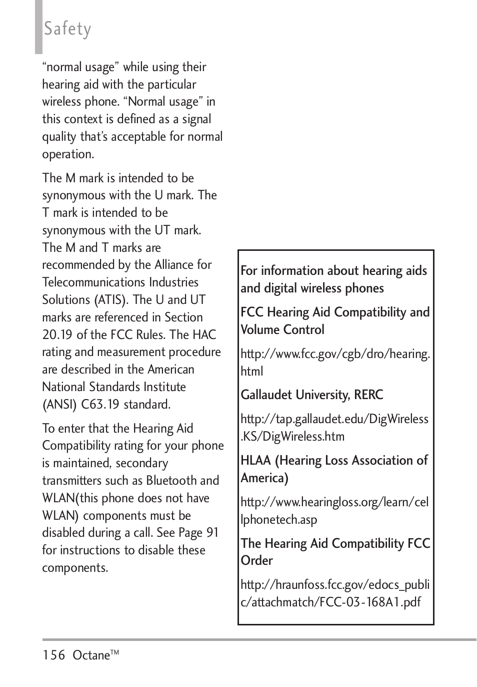 Safety | LG Octane VN530 User Manual | Page 158 / 345