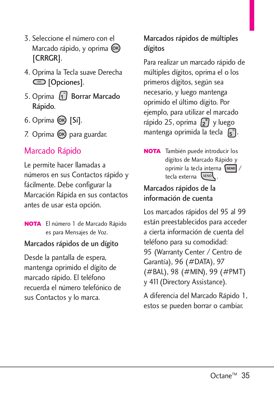 Marcado rápido | LG Octane VN530 User Manual | Page 201 / 345