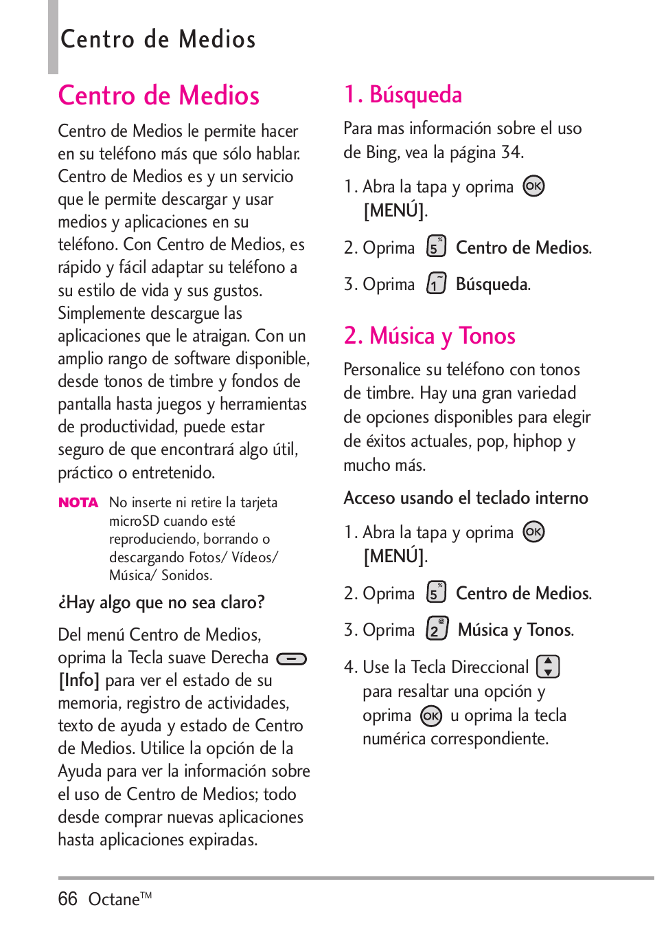 Centro de medios, Búsqueda, Música y tonos | Búsqueda 2. música y tonos | LG Octane VN530 User Manual | Page 232 / 345