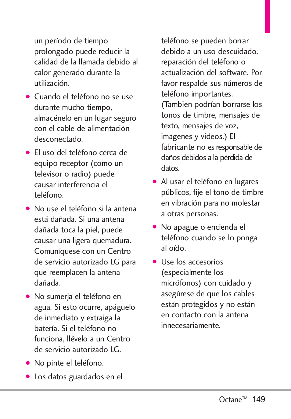 Octane, No pinte el teléfono | LG Octane VN530 User Manual | Page 315 / 345