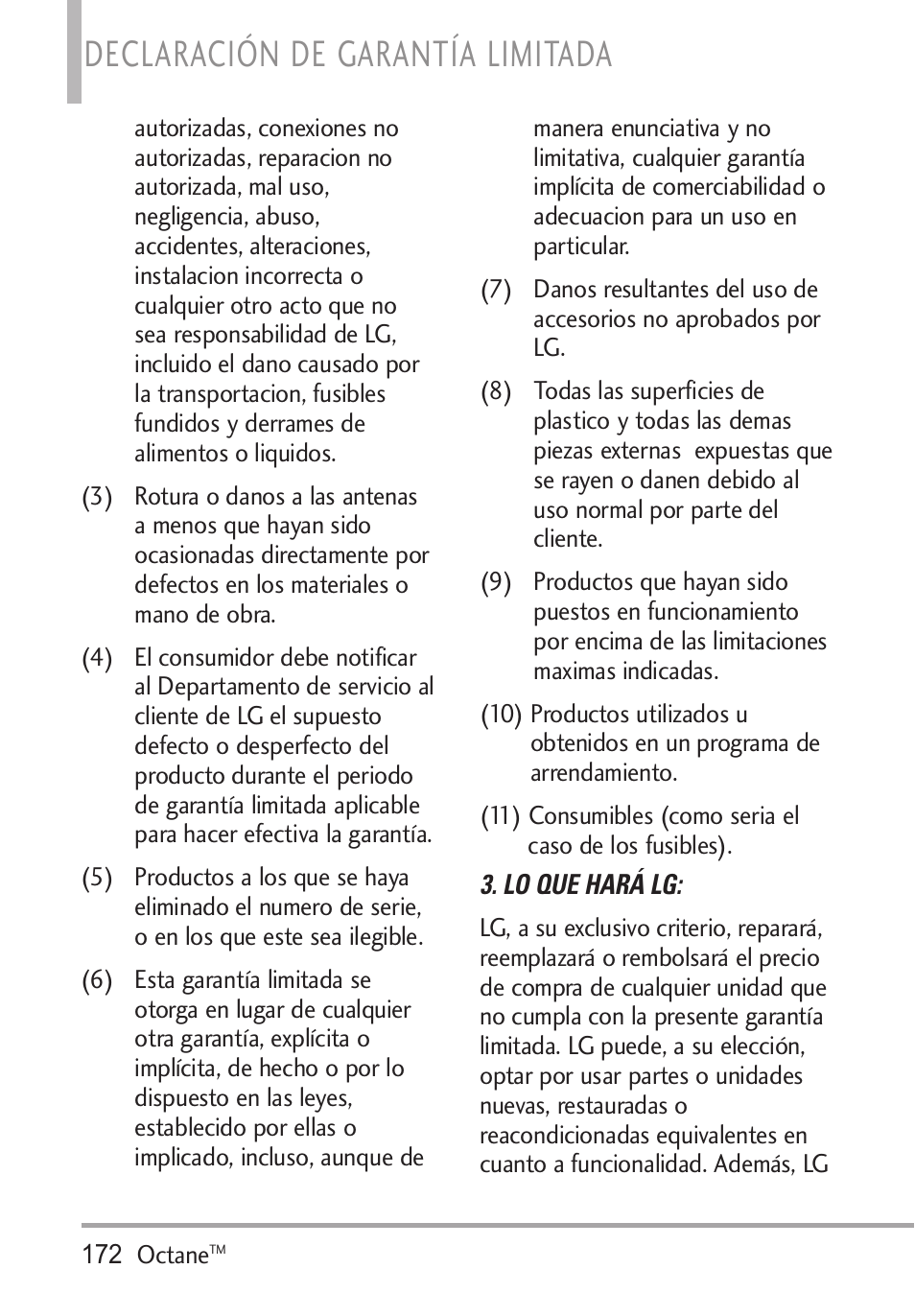 Declaración de garantía limitada | LG Octane VN530 User Manual | Page 338 / 345