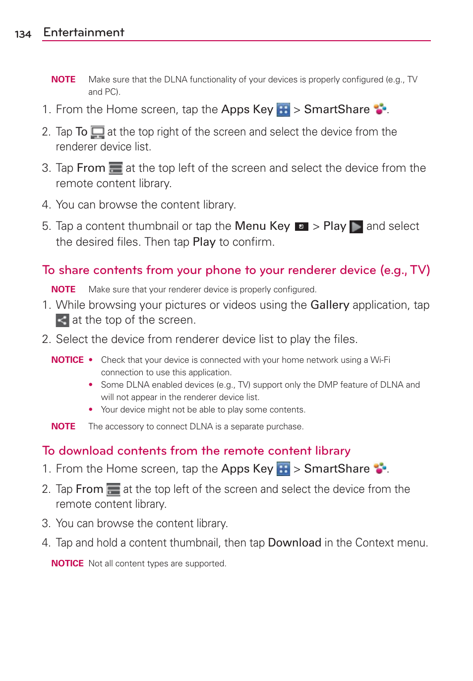 Entertainment | LG LGVS840PP User Manual | Page 136 / 206