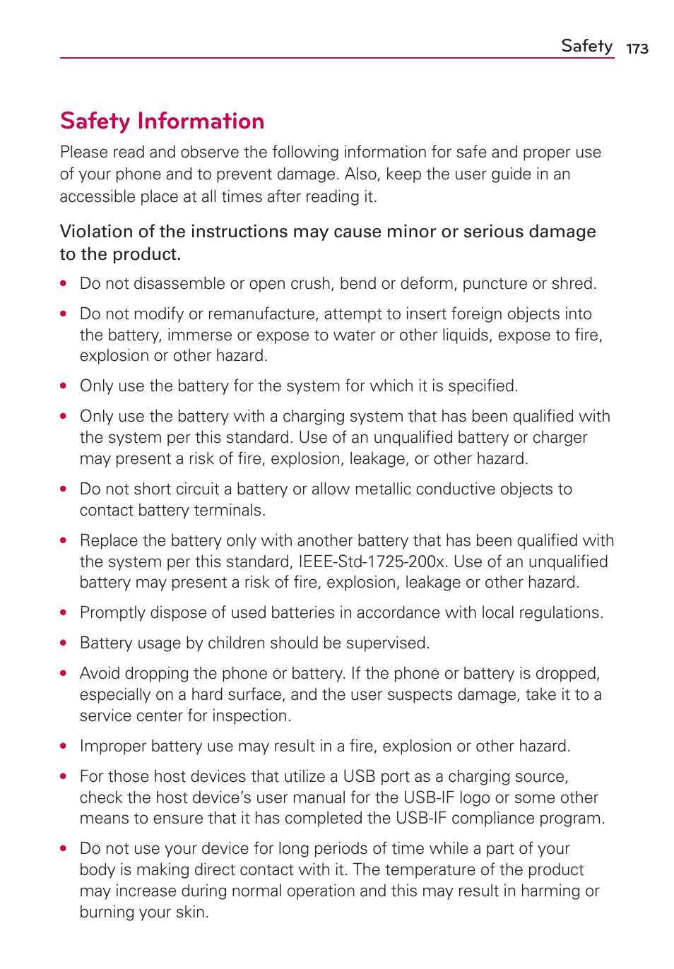 Safety information, Safety | LG LGVS840PP User Manual | Page 175 / 206