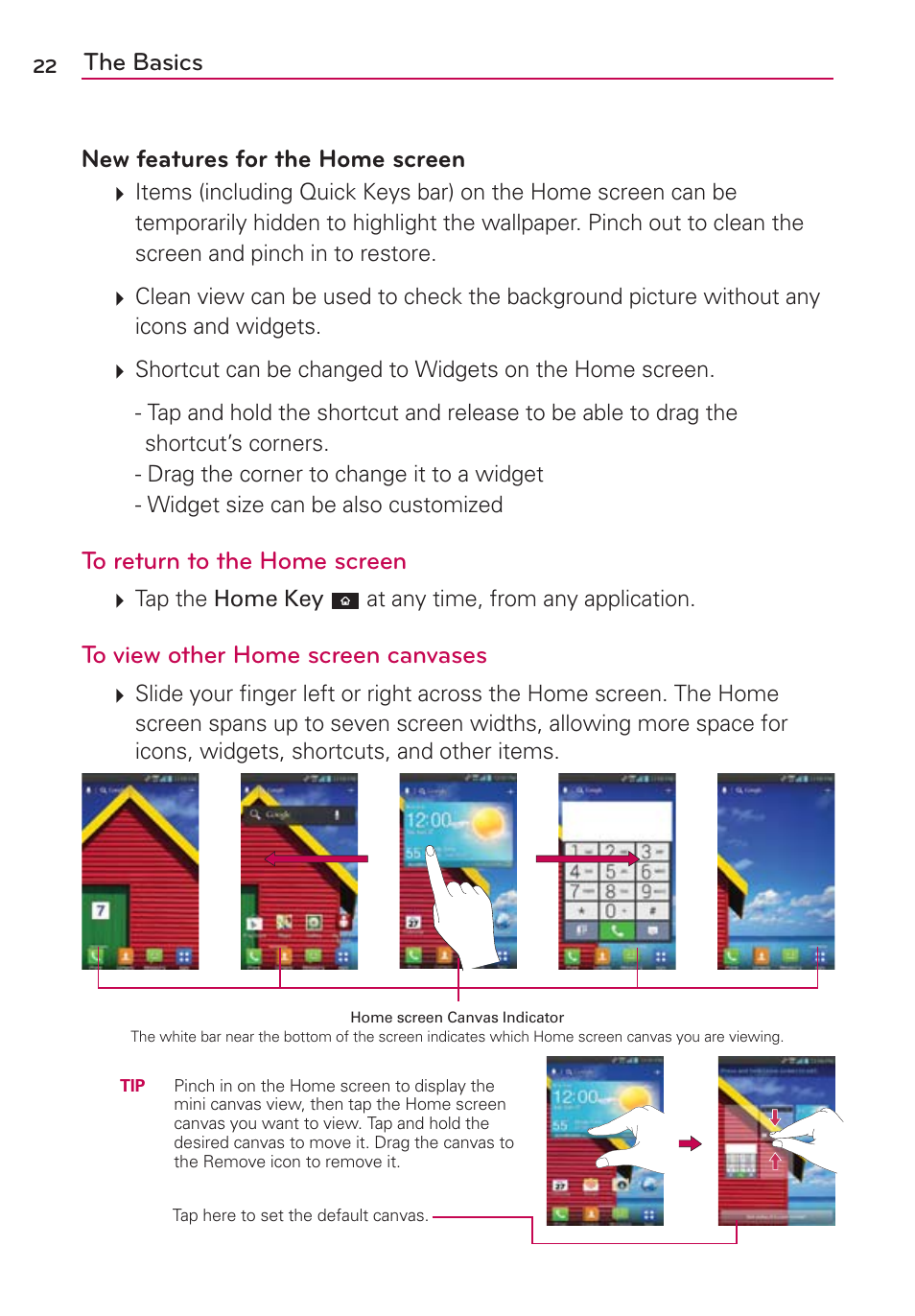 The basics new features for the home screen | LG LGVS840PP User Manual | Page 24 / 206