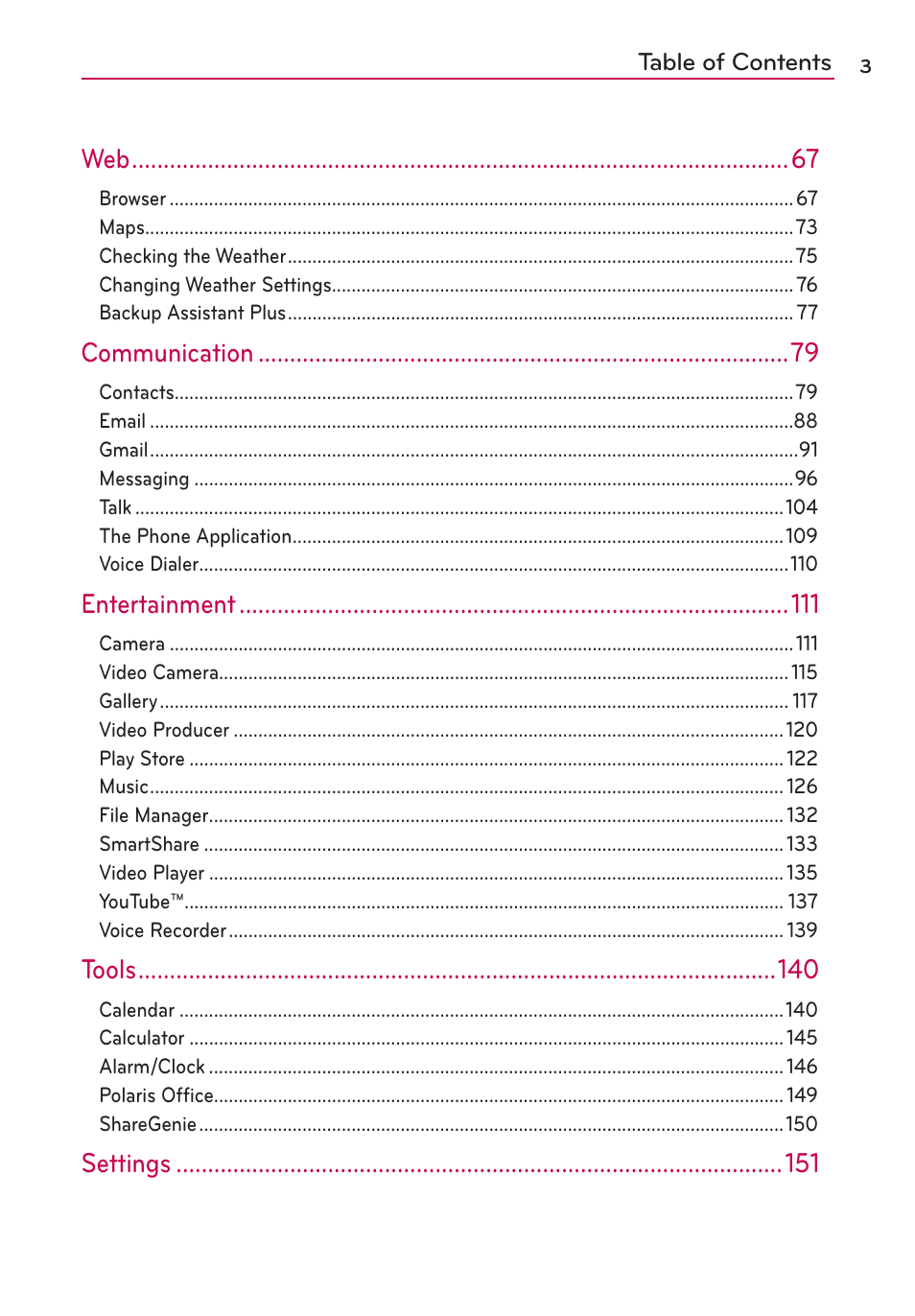 LG LGVS840PP User Manual | Page 5 / 206