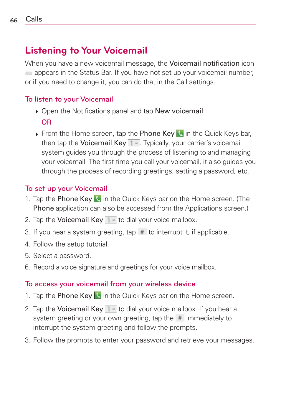 Listening to your voicemail | LG LGVS840PP User Manual | Page 68 / 206