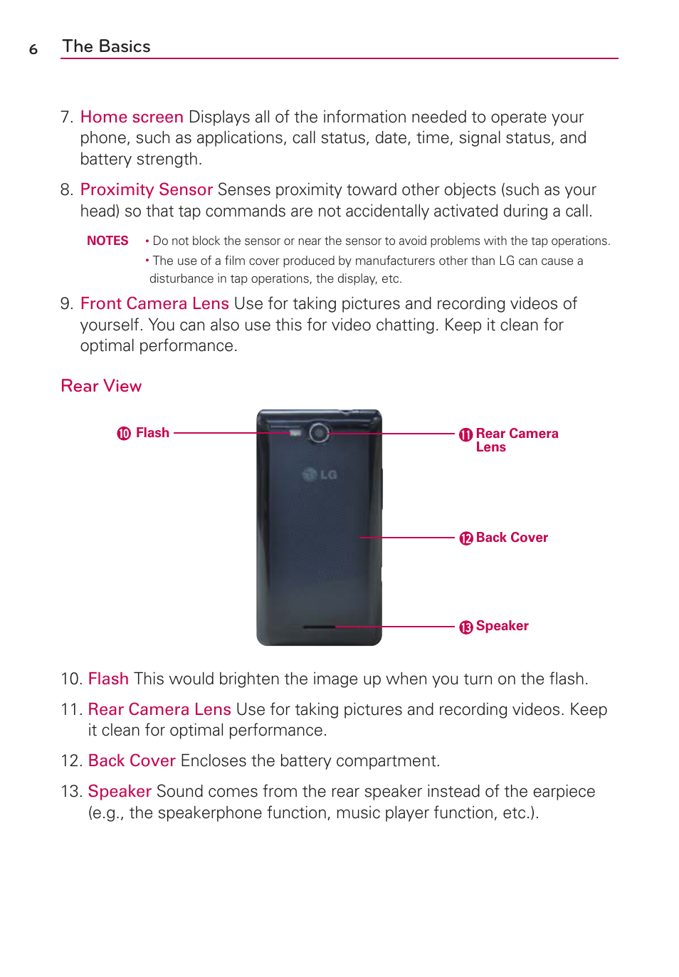 The basics, Rear view | LG LGVS840PP User Manual | Page 8 / 206