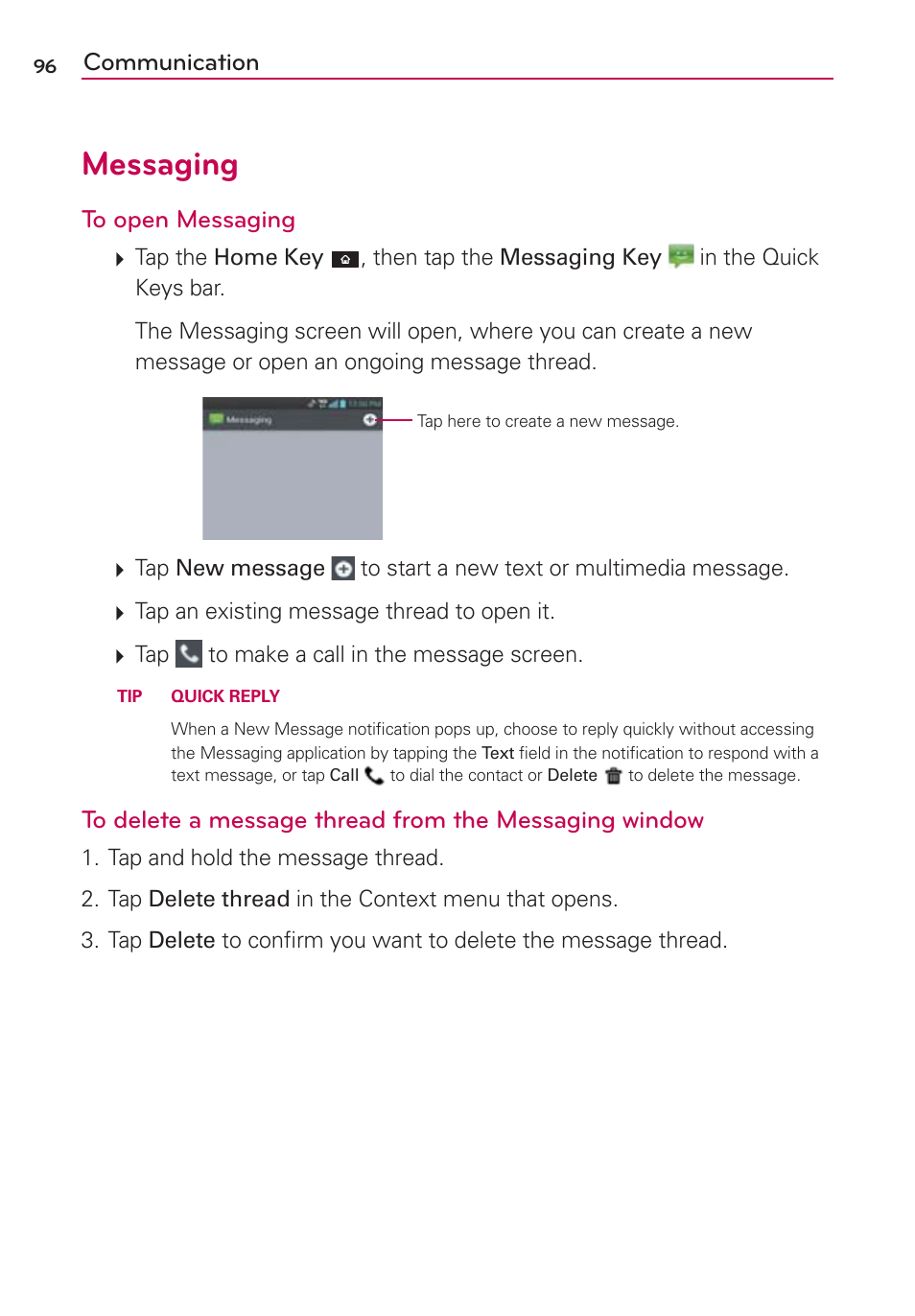 Messaging, Communication | LG LGVS840PP User Manual | Page 98 / 206