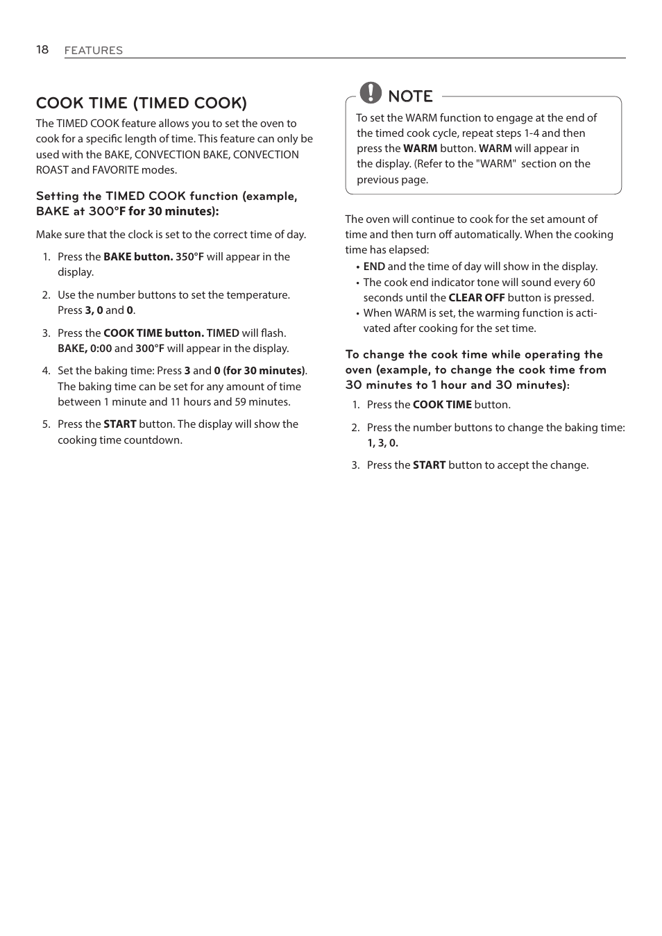 Cook time (timed cook) | LG LRE3085ST User Manual | Page 18 / 100