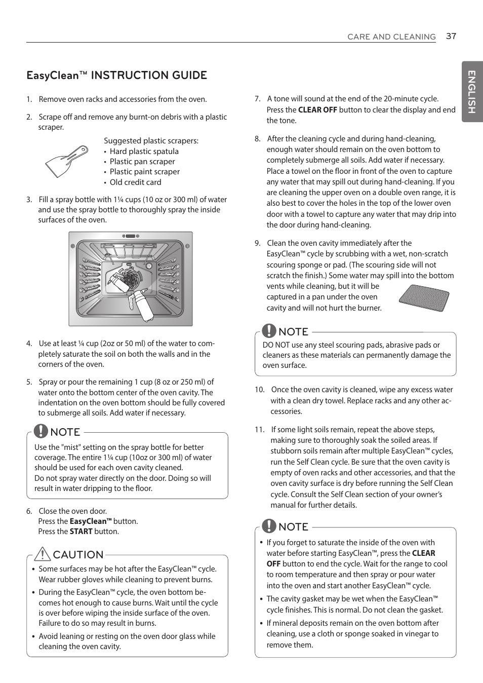 Easyclean™ instruction guide | LG LRE3085ST User Manual | Page 37 / 100