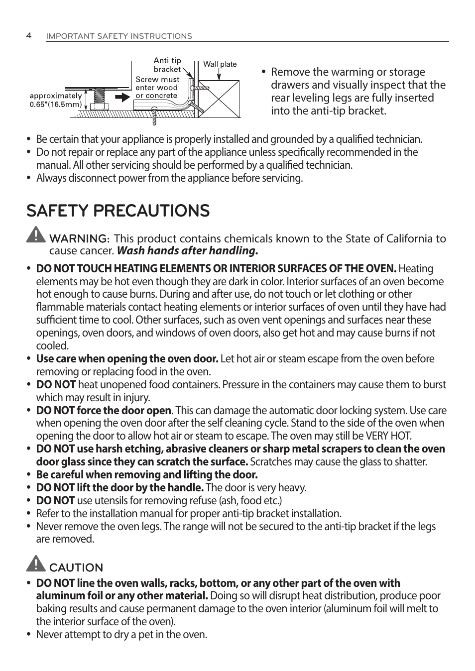 Safety precautions | LG LRE3085ST User Manual | Page 4 / 100