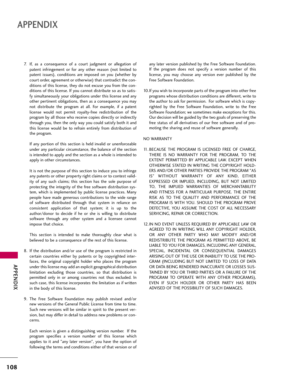 Appendix | LG 32LD655H User Manual | Page 108 / 167