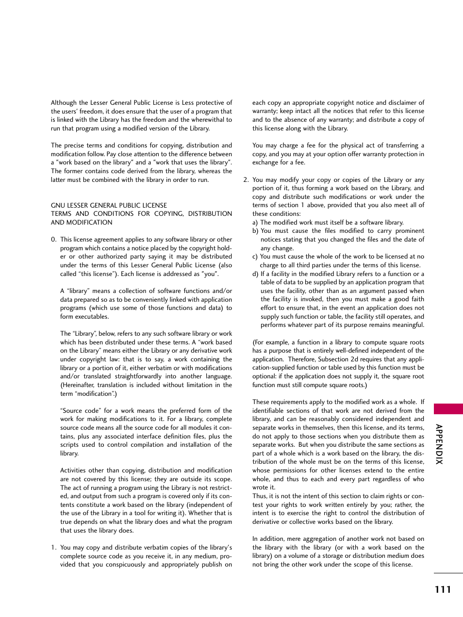 Appendix | LG 32LD655H User Manual | Page 111 / 167