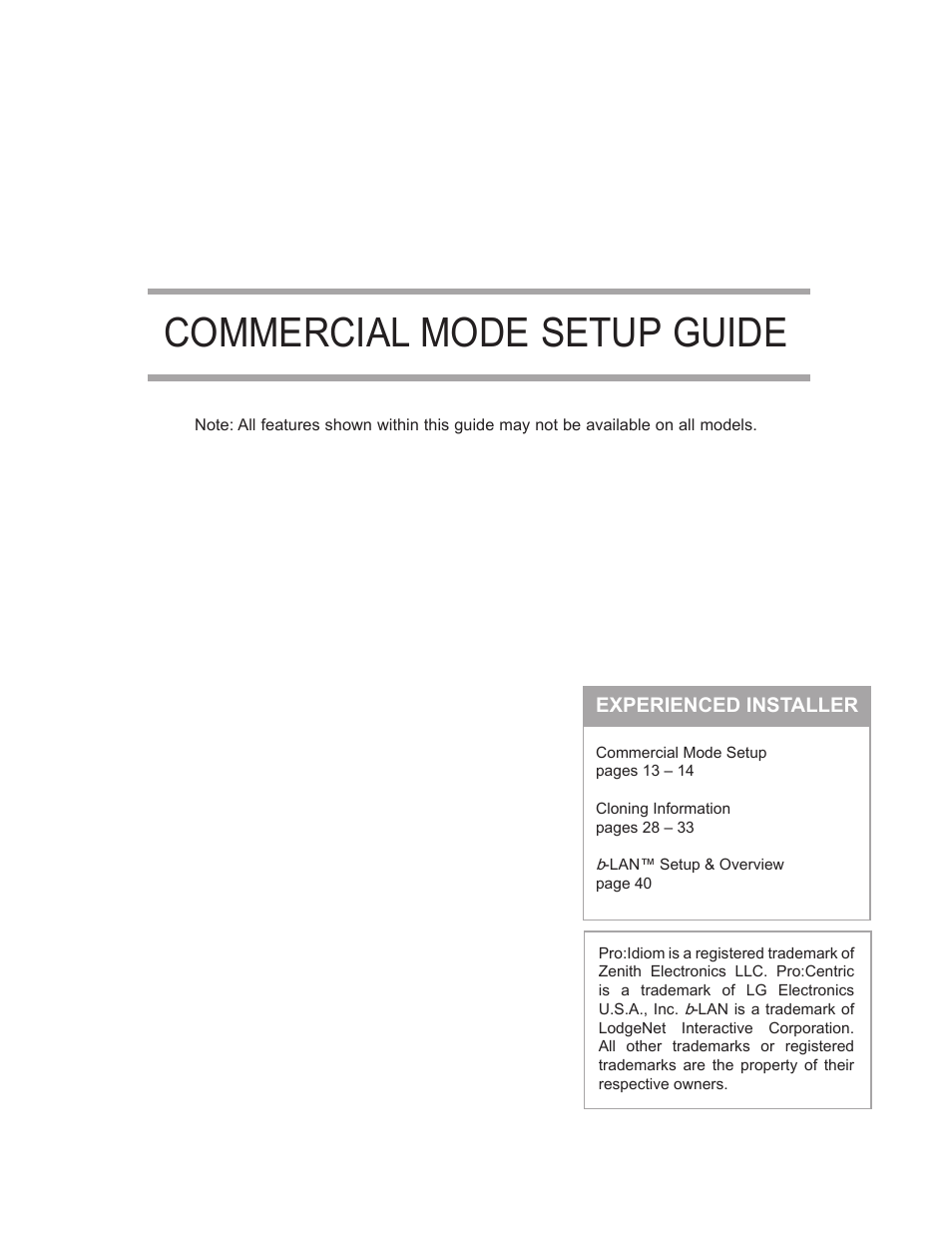 Commercial mode setup guide | LG 32LD655H User Manual | Page 120 / 167