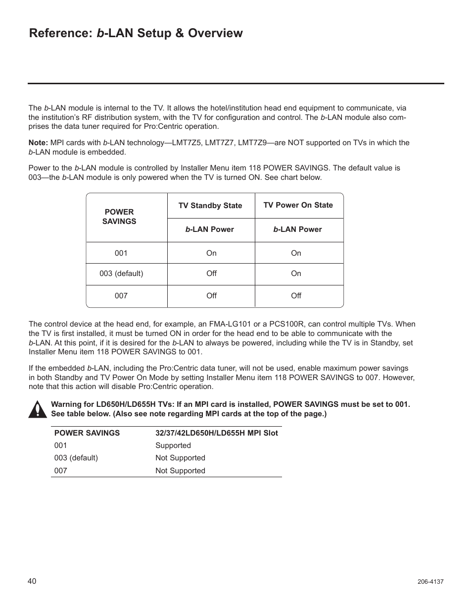 Reference: b-lan setup & overview, Reference: b -lan setup & overview | LG 32LD655H User Manual | Page 159 / 167