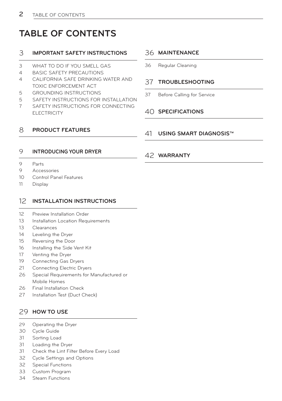 LG DLGX5681W User Manual | Page 2 / 88