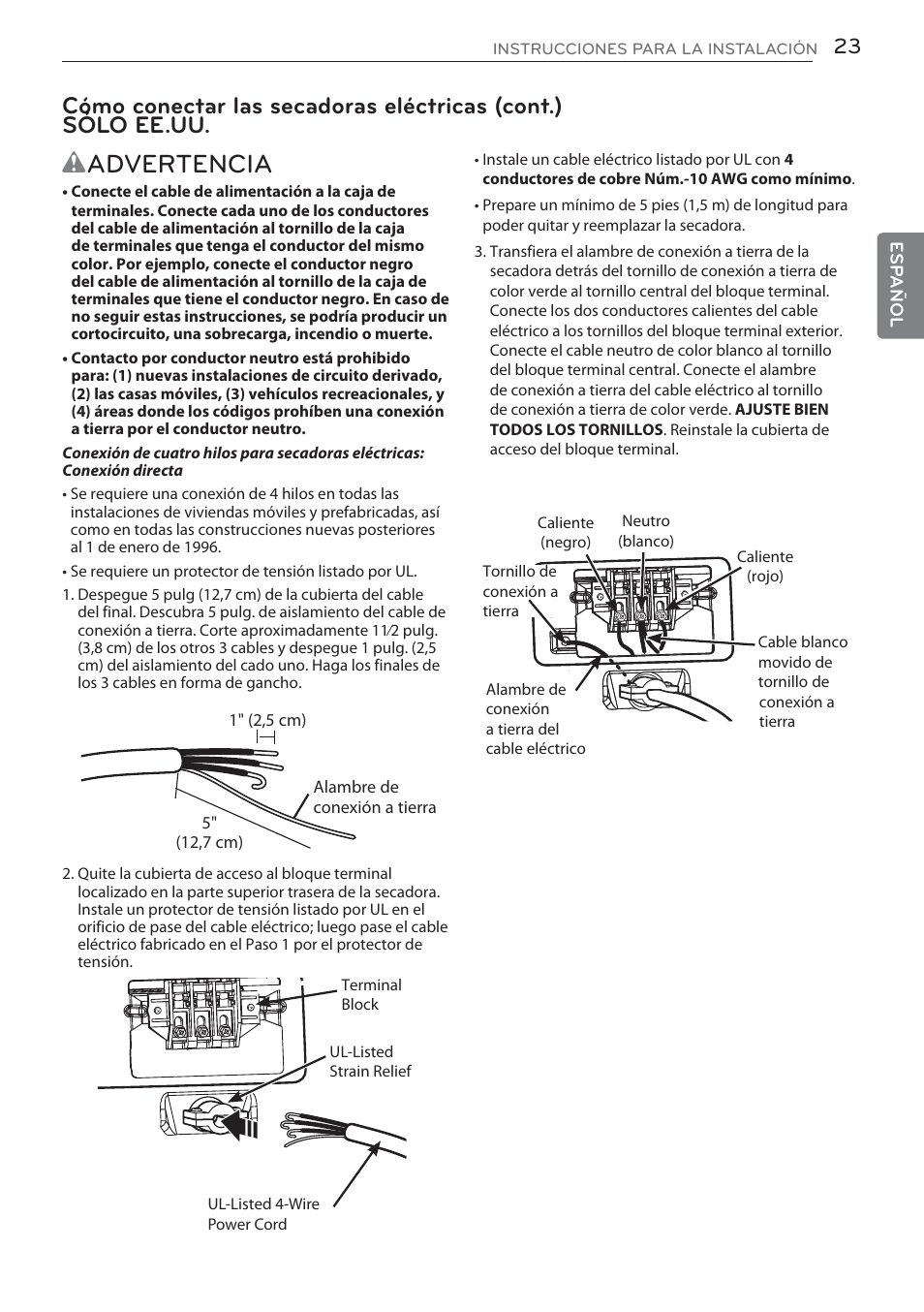 Wadvertencia | LG DLGX5681W User Manual | Page 65 / 88