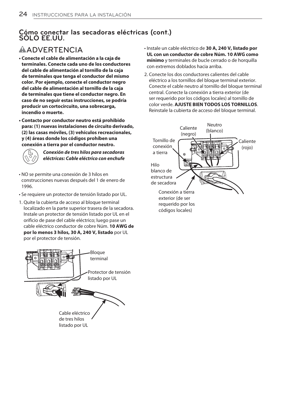 Wadvertencia | LG DLGX5681W User Manual | Page 66 / 88