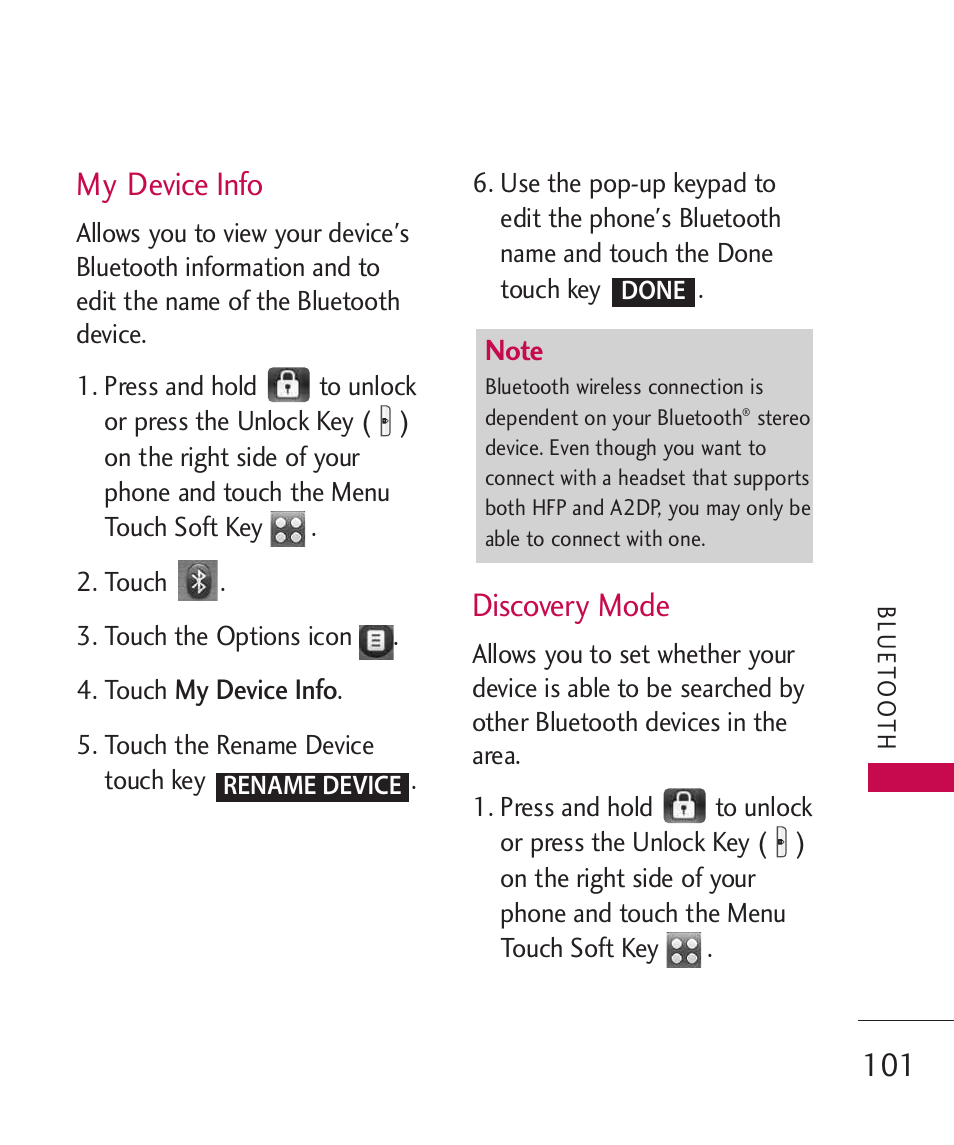 My device info, Discovery mode | LG LG8575 User Manual | Page 103 / 382