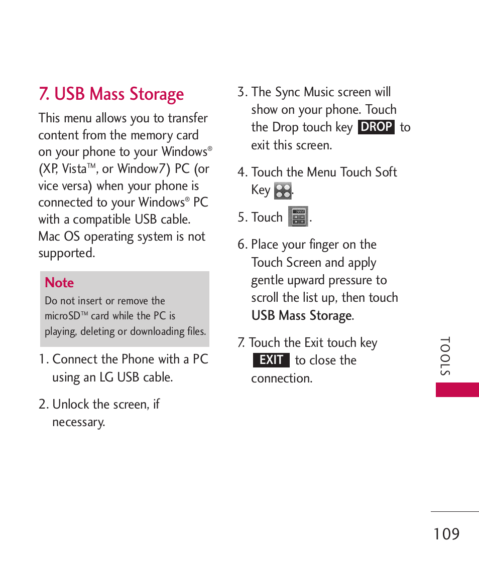 Usb mass storage | LG LG8575 User Manual | Page 111 / 382