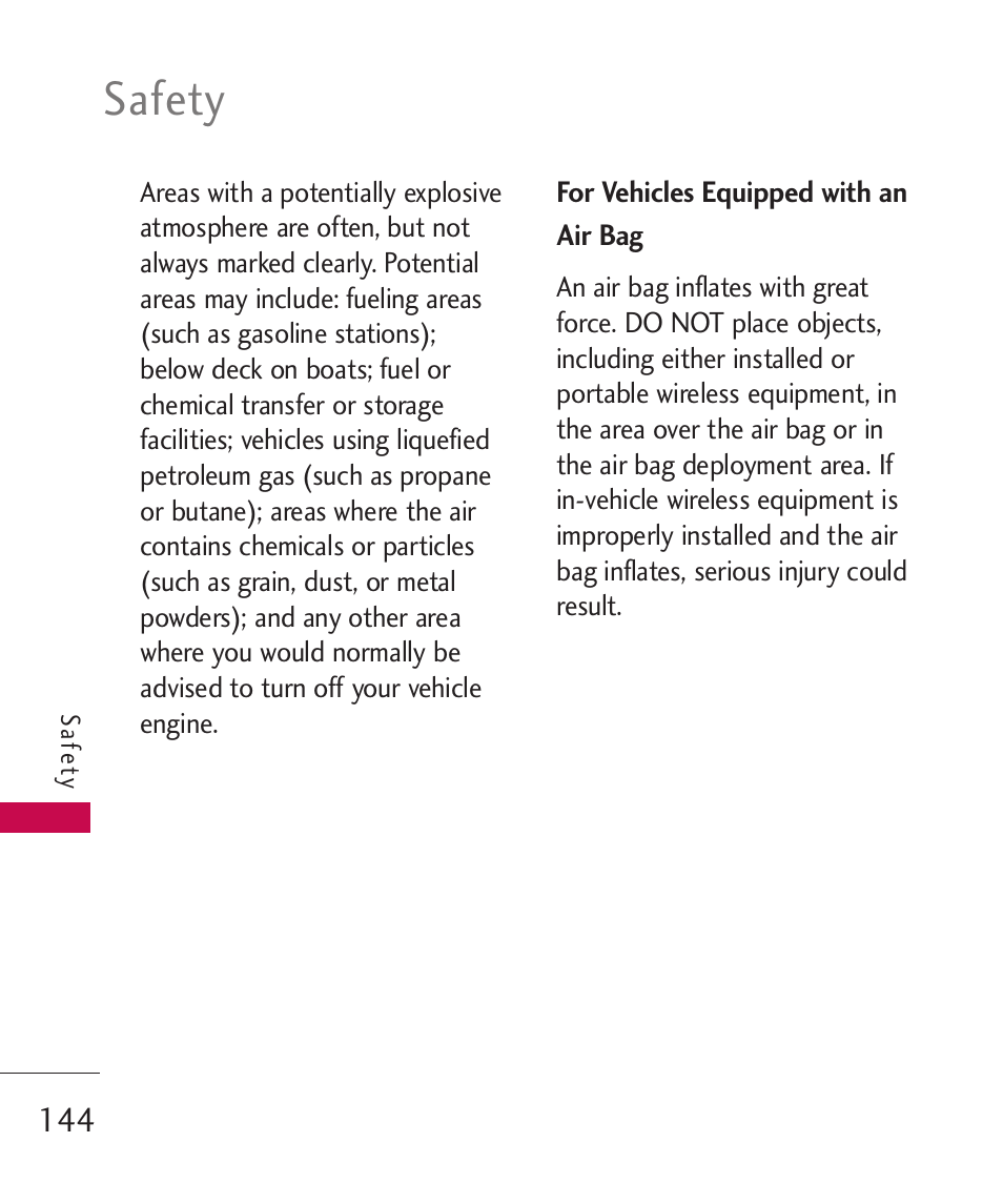 Safety | LG LG8575 User Manual | Page 146 / 382