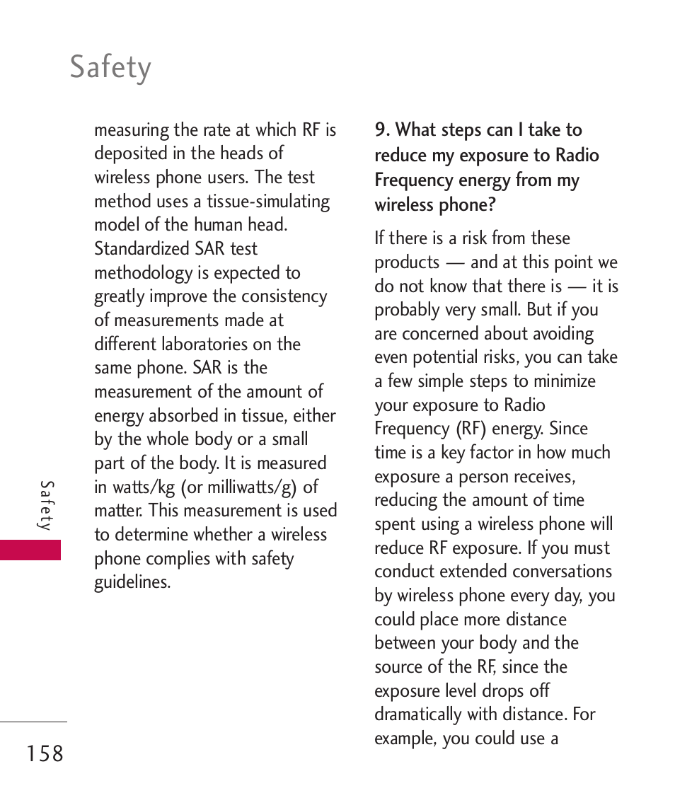 Safety | LG LG8575 User Manual | Page 160 / 382