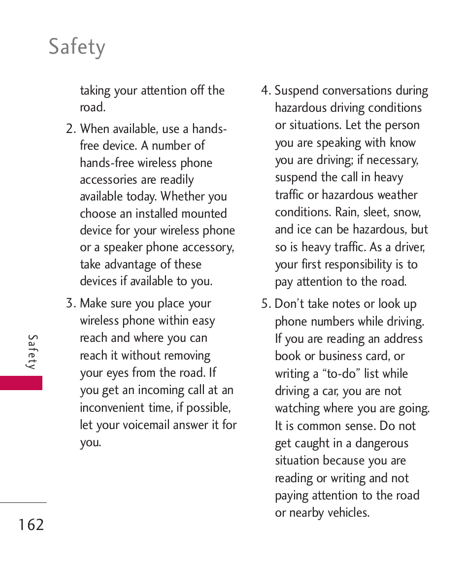 Safety | LG LG8575 User Manual | Page 164 / 382