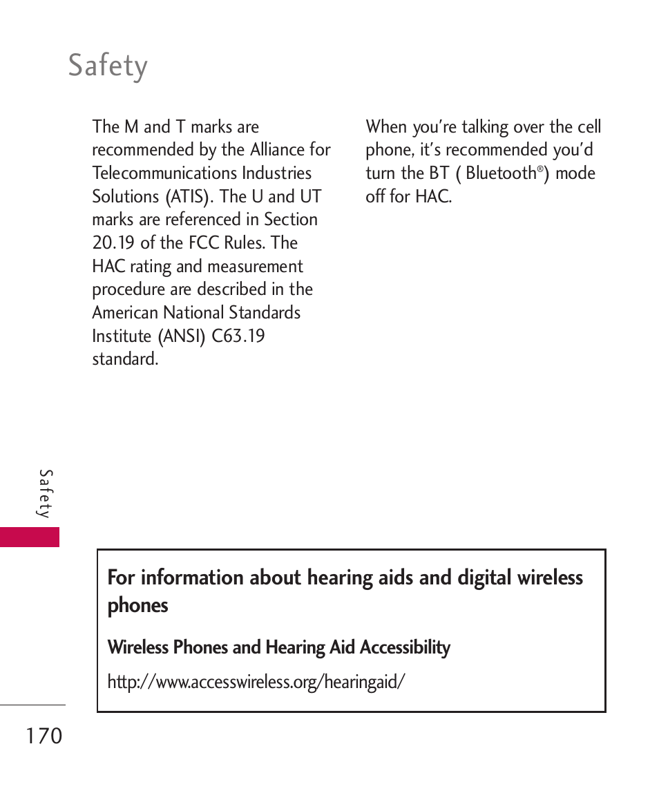 Safety | LG LG8575 User Manual | Page 172 / 382