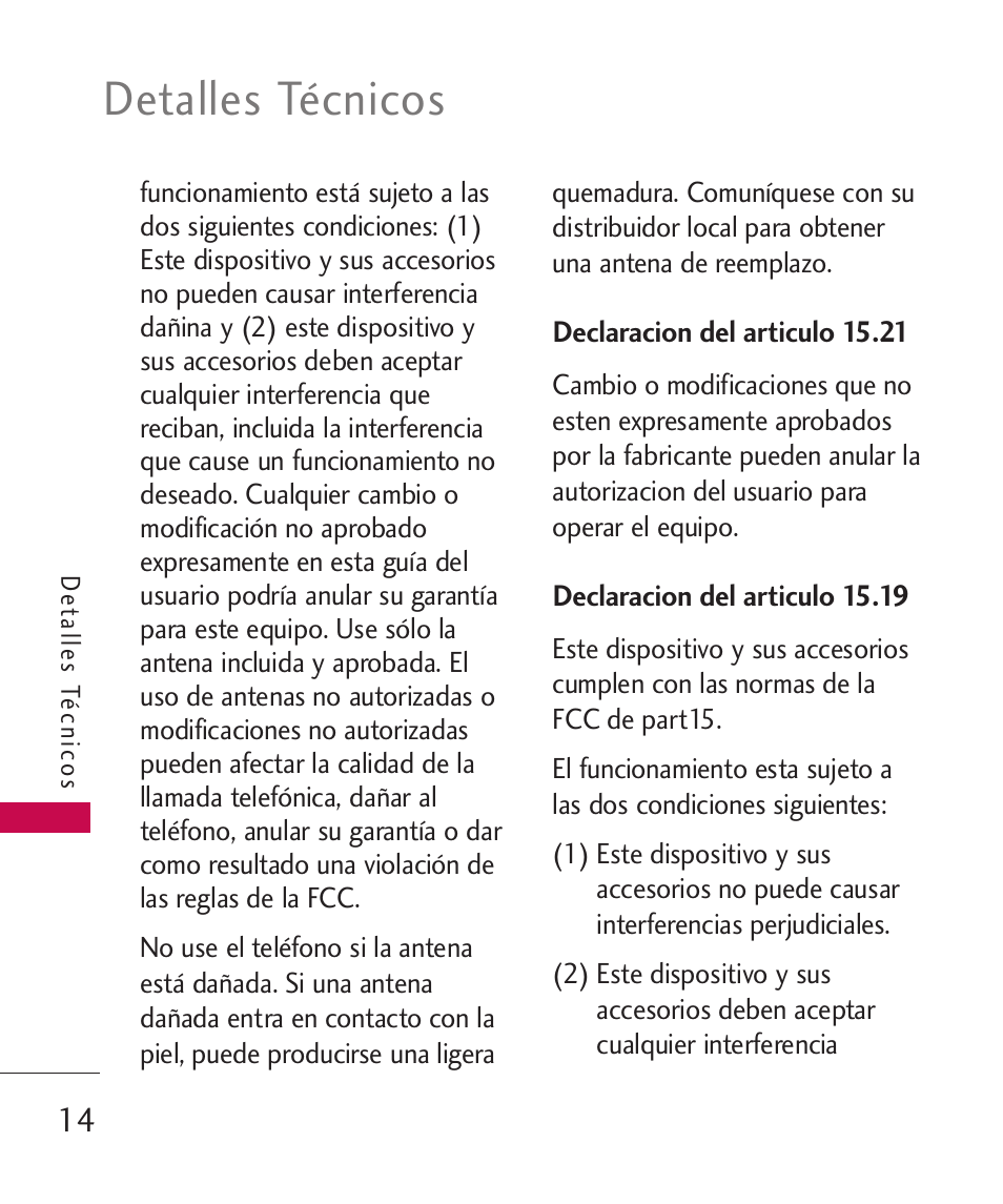 Detalles técnicos | LG LG8575 User Manual | Page 197 / 382