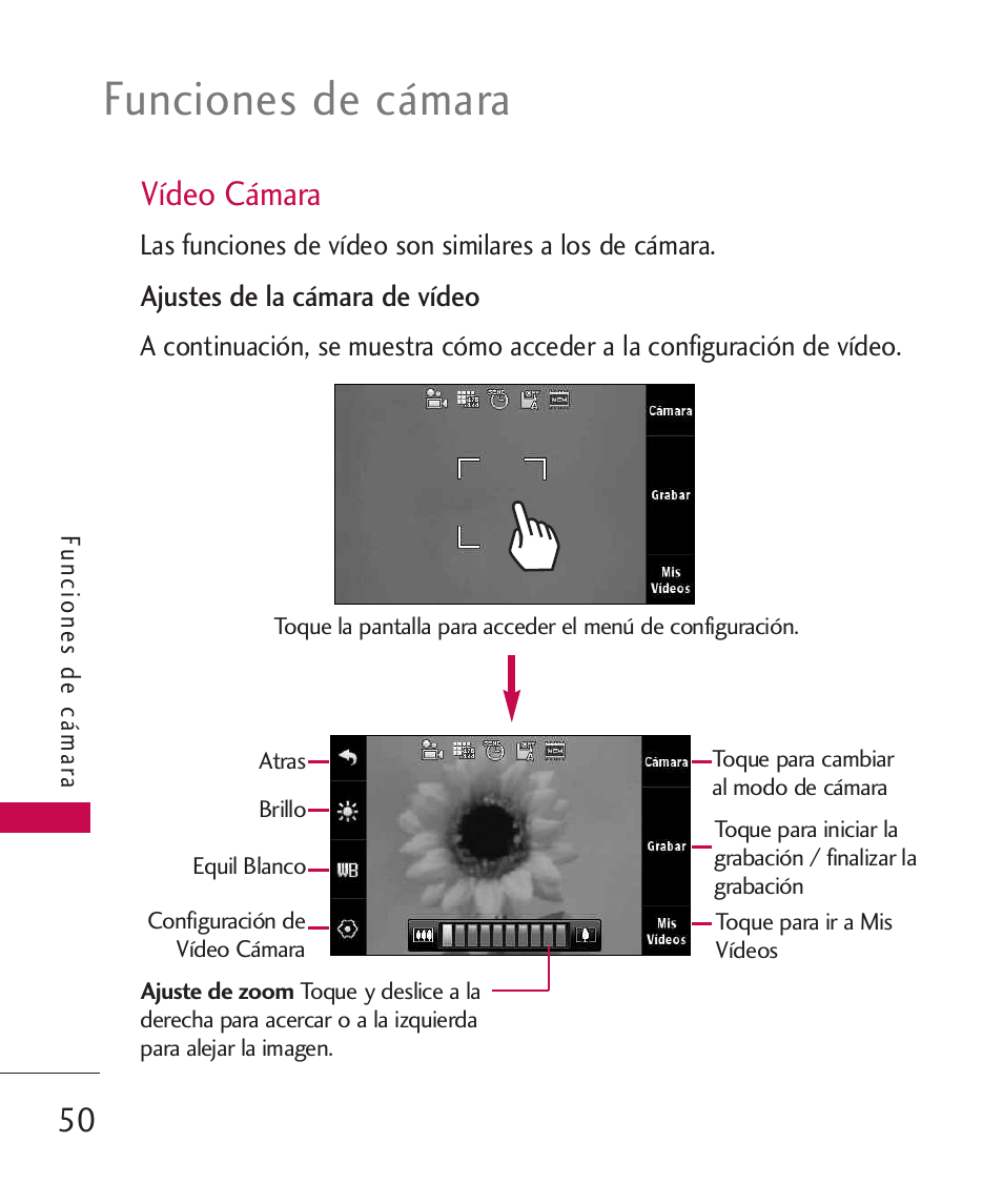 Funciones de cámara, Vídeo cámara | LG LG8575 User Manual | Page 233 / 382