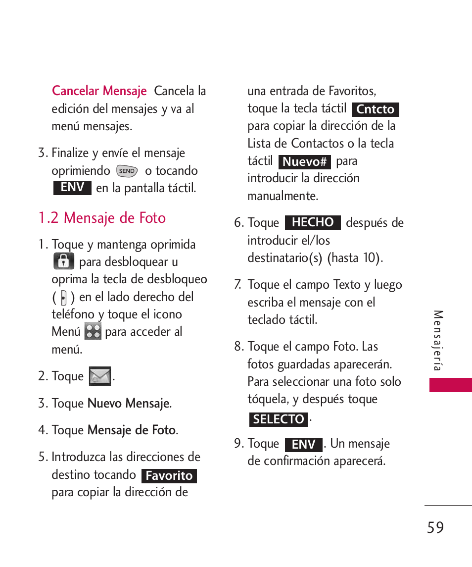 2 mensaje de foto | LG LG8575 User Manual | Page 242 / 382