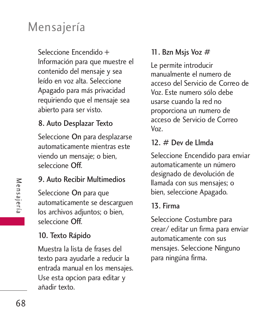 Mensajería | LG LG8575 User Manual | Page 251 / 382