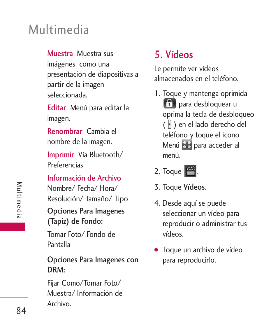 Multimedia, Vídeos | LG LG8575 User Manual | Page 267 / 382
